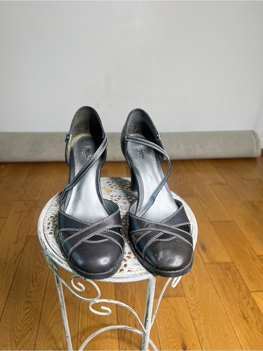 Mossimo Supply Co. Black Cross-Strap Leather Heels